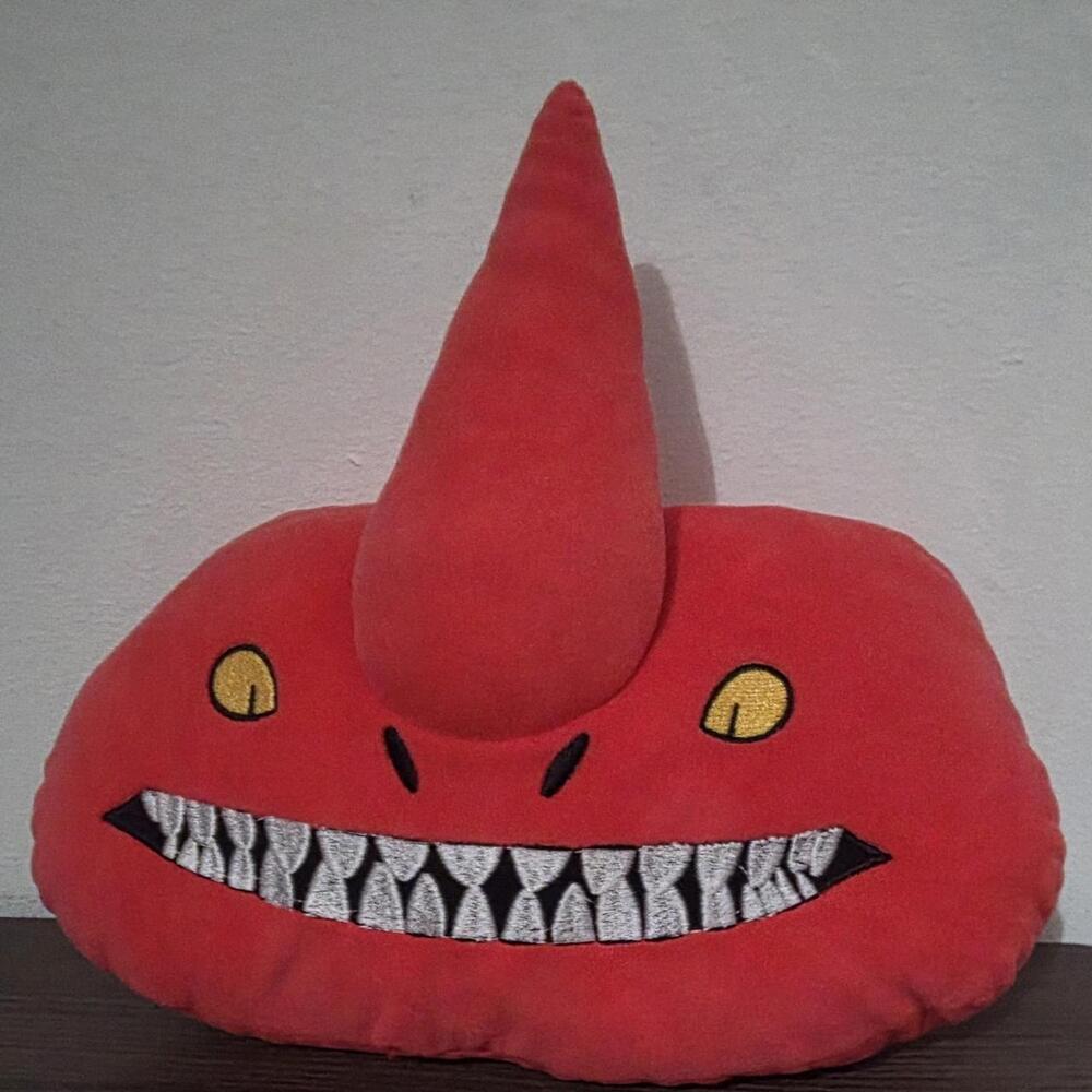Red sea monster plush pillow with yellow eyes and white teeth #anime #kawaii